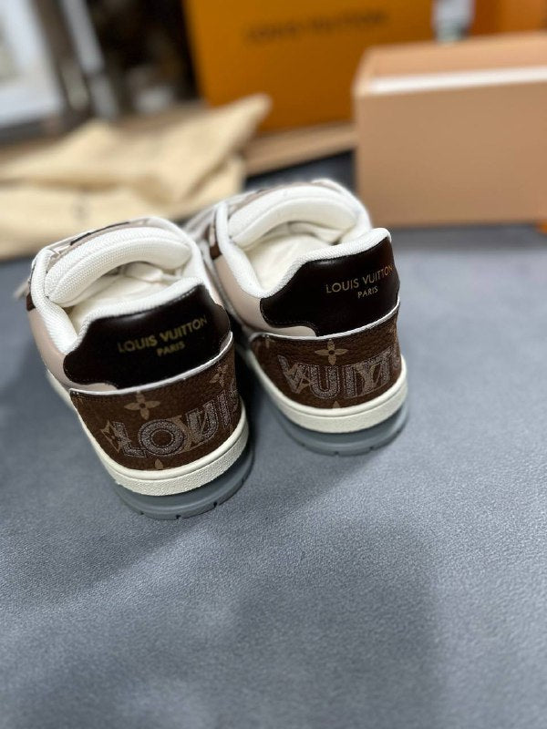 Louis Vuitton LV Trainer Brown Beige White Sneakers for Men Sale UK