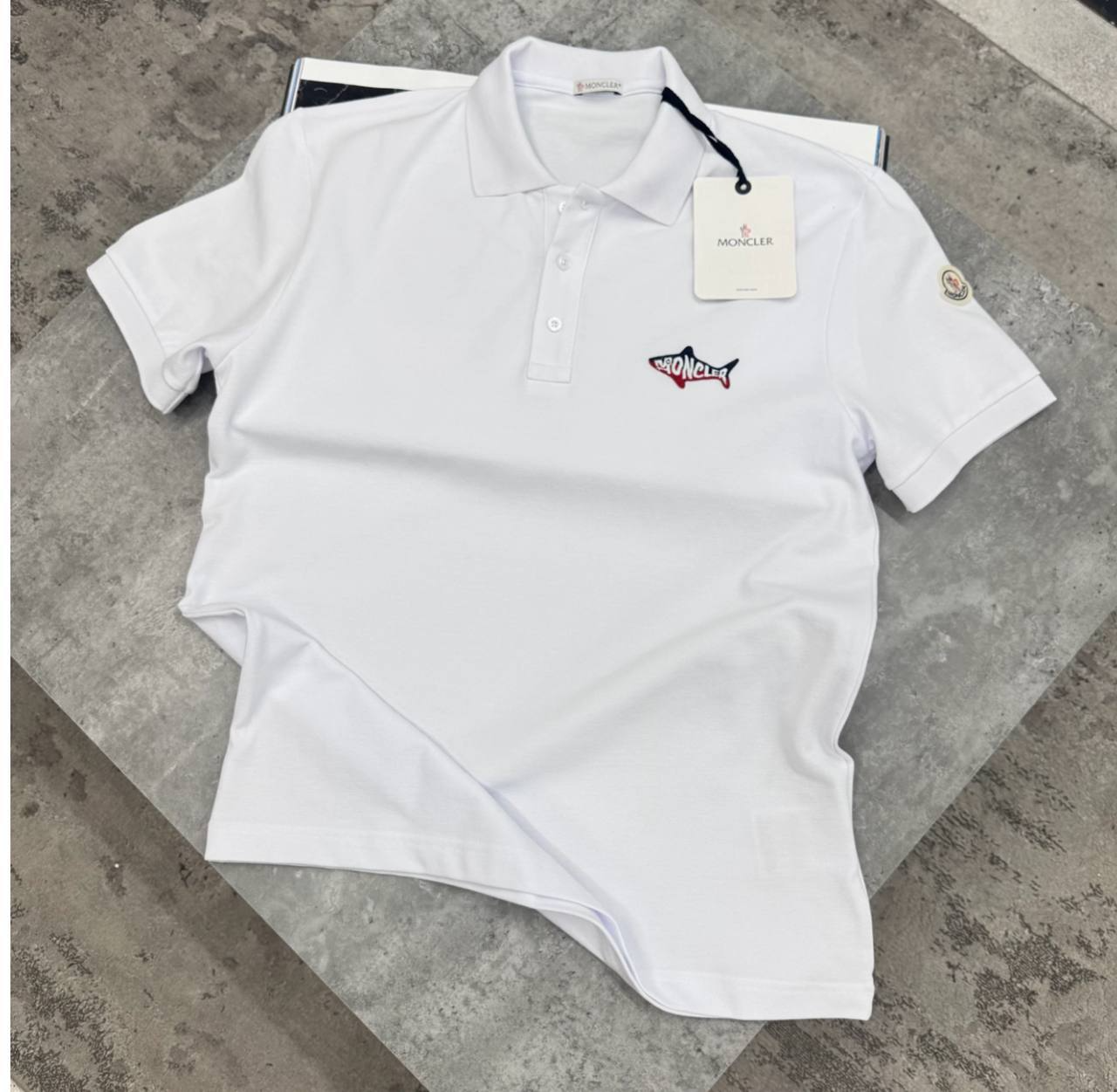 MONCLER - SHARK LOGO REPLICA POLO SHIRT IN COTTON FOR MEN SALE UK