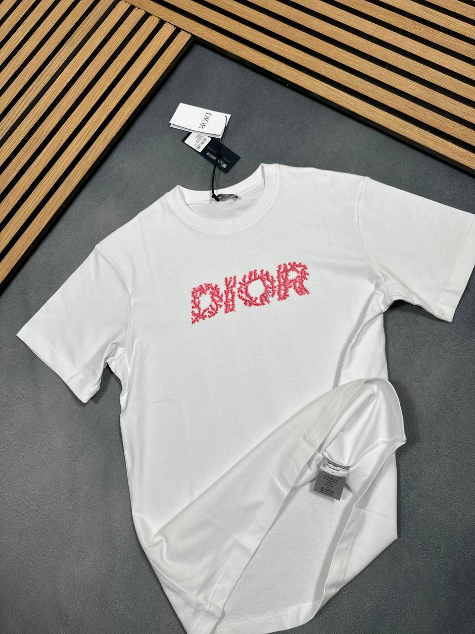Dior Coral print round neck short sleeved shirt  Men T Shirts First Copy Fake Boys Tshirt Replica Tee Shirt Sale UK