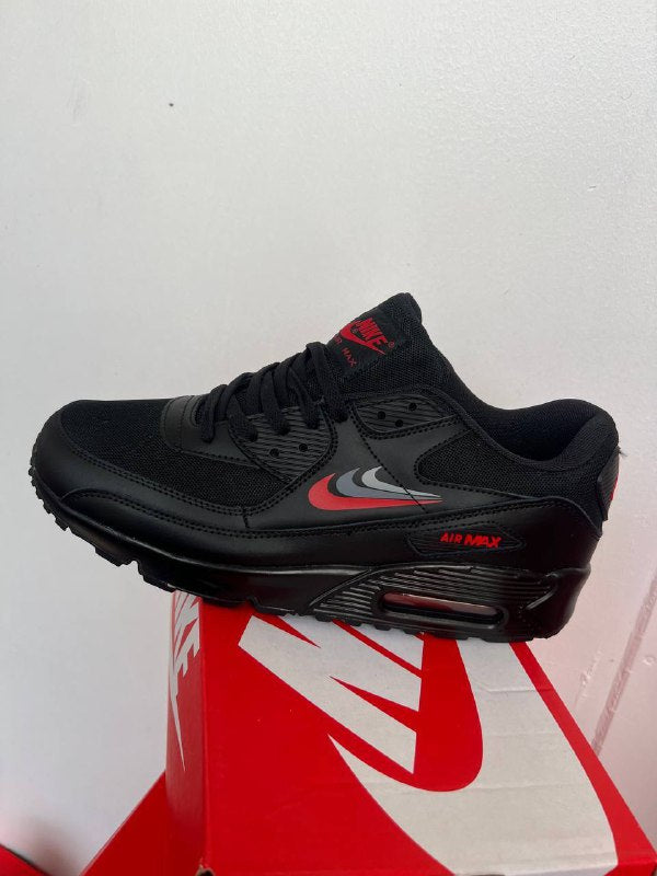 Nike Air Max 90 Three Swooshes - Black Habanero Red (GS) Replica Trainers For MEN Sale UK