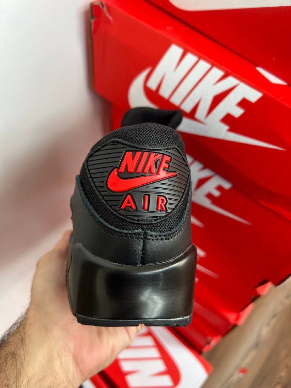 Nike Air Max 90 Three Swooshes - Black Habanero Red (GS) Replica Trainers For MEN Sale UK