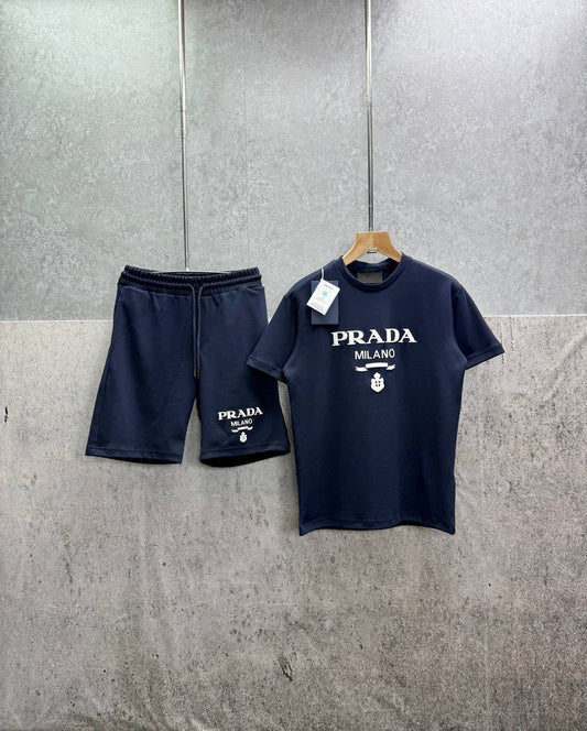 Prada Triangle Logo T-Shirts & Shorts Set UK Reps AAA Quality