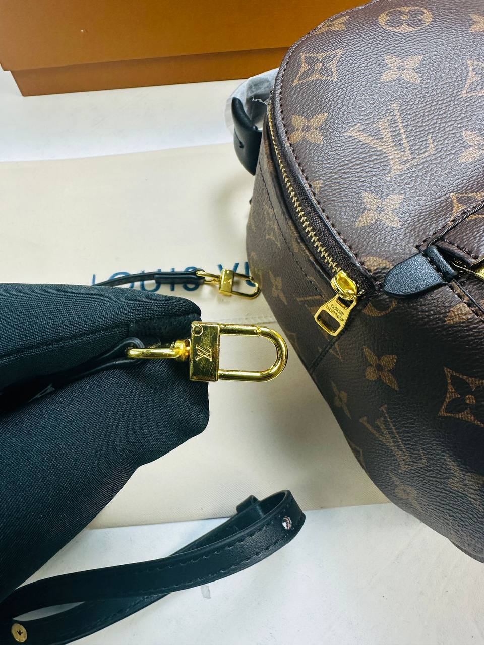 Louis Vuitton Monogram Palm Springs Mini Backpack in Brown/Black Color Best Sale UK Reps AAA Quality