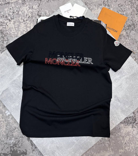 Moncler Tricolour Blurred Logo Cotton Mens T-Shirts in Multiple Colors Best Sale UK Reps AAA Quality