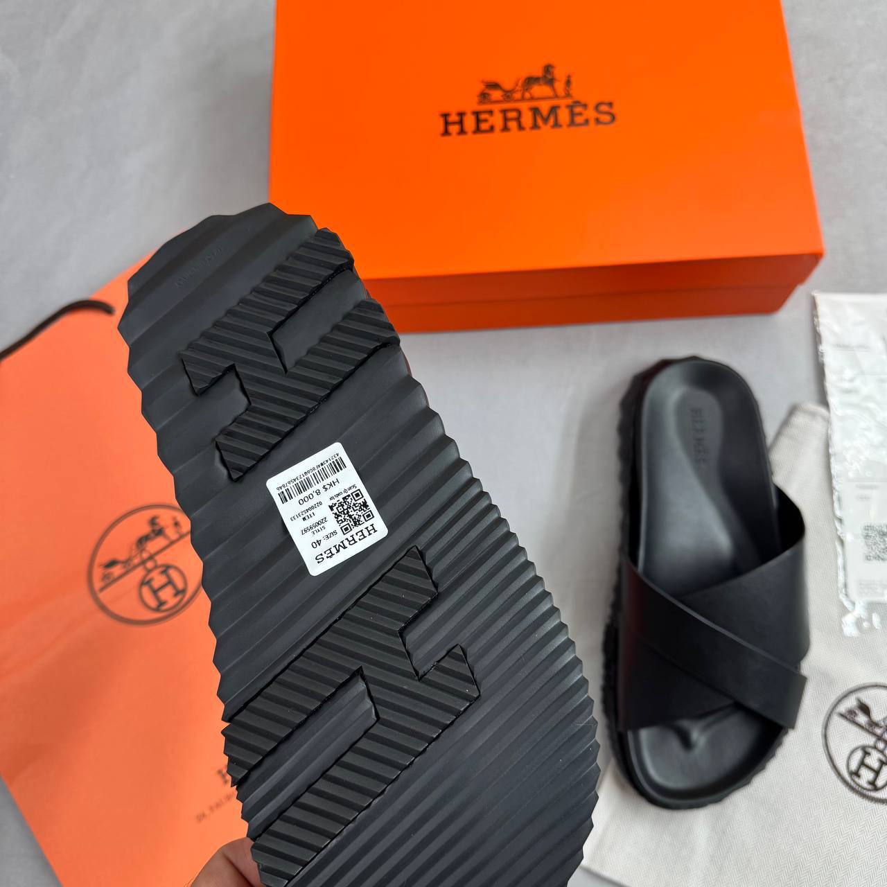 Hermes Pre-Loved Infra Sliders for Men Black Best Sale UK Reps AAA Quality