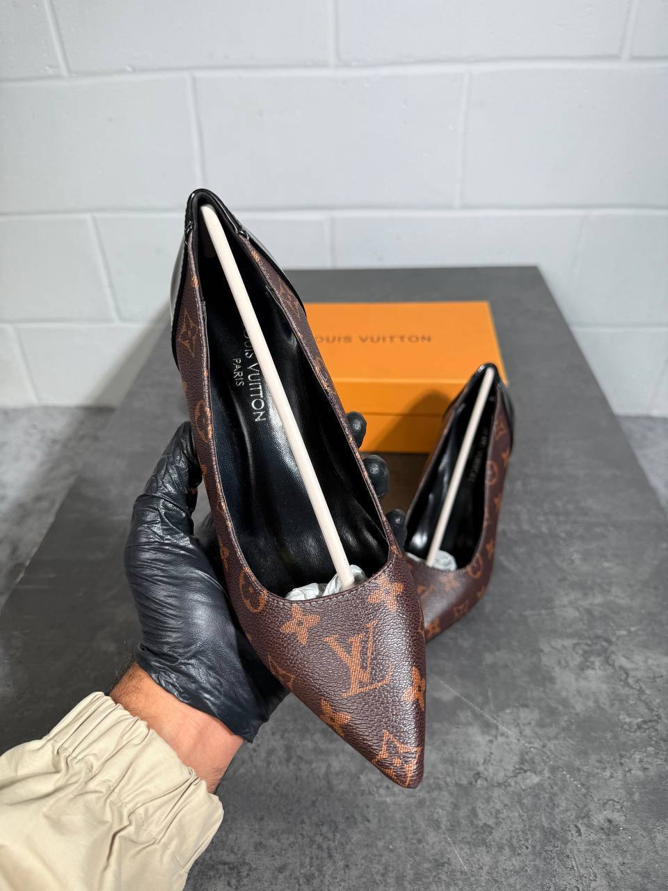 Louis Vuitton Leather Monogram Canvas and Patent Cherie Heels UK Reps AAA Quality