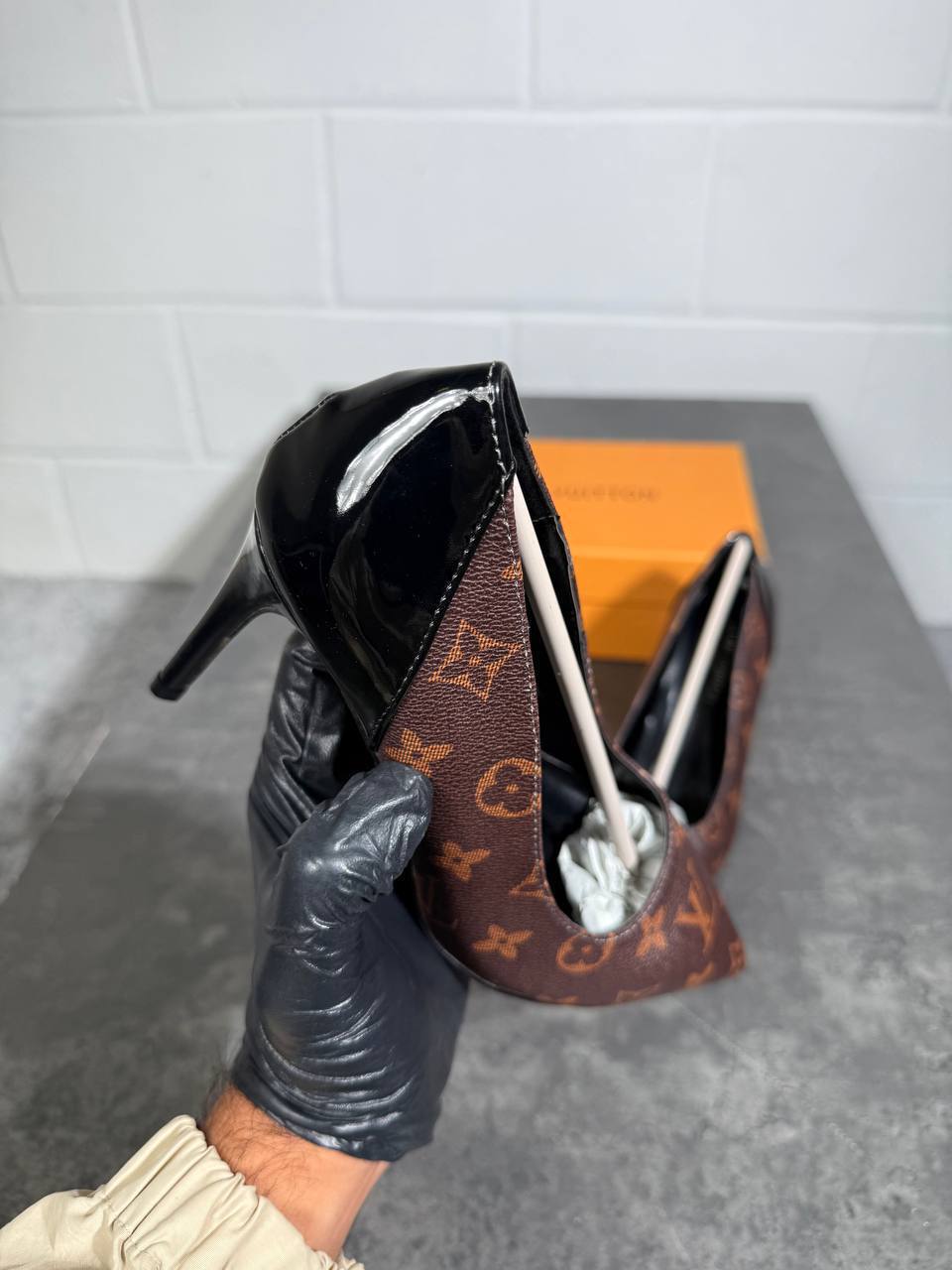 Louis Vuitton Leather Monogram Canvas and Patent Cherie Heels UK Reps AAA Quality