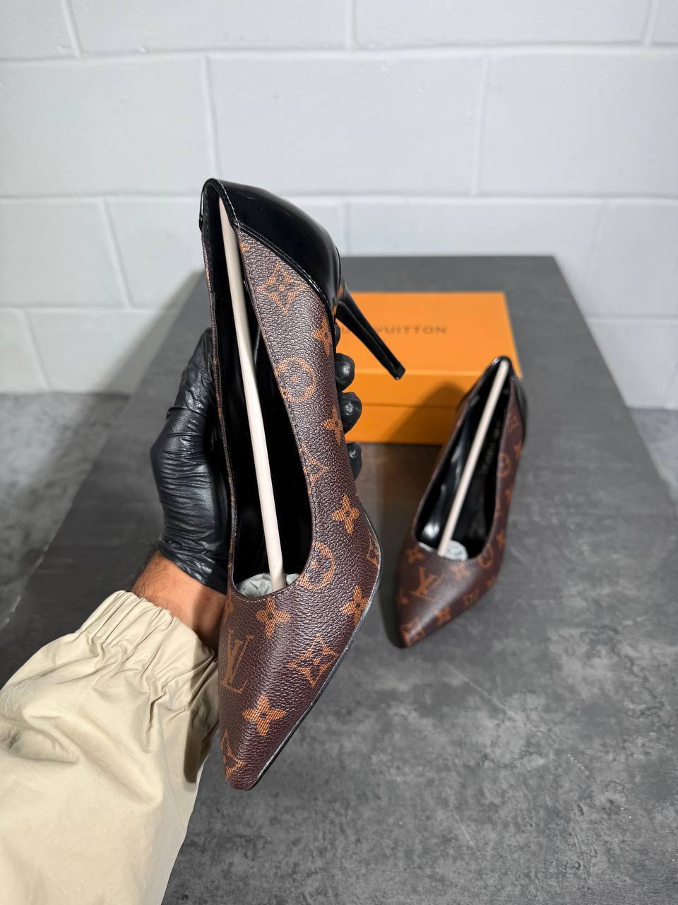 Louis Vuitton Leather Monogram Canvas and Patent Cherie Heels UK Reps AAA Quality