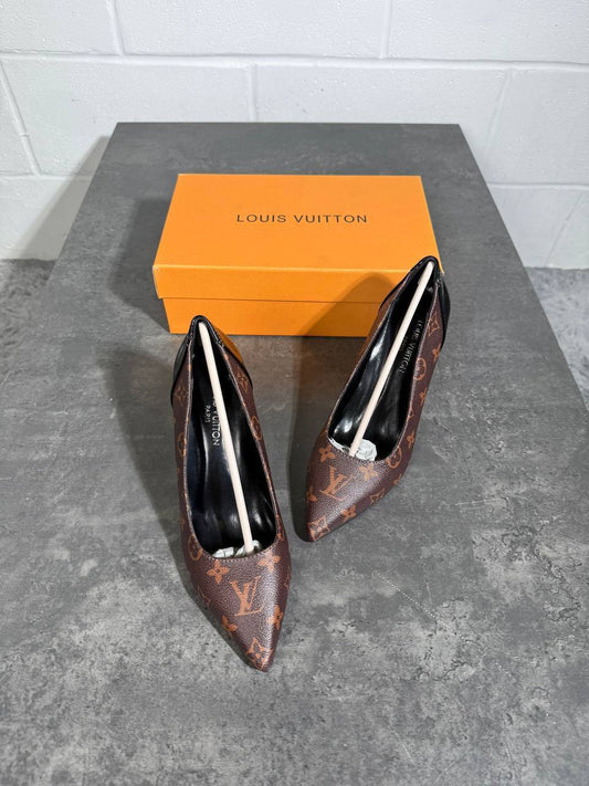 Louis Vuitton Leather Monogram Canvas and Patent Cherie Heels UK Reps AAA Quality