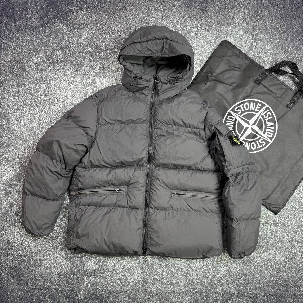 Stone Island Crinkle Reps Hooded Down Jacket Mens in 2 Colors Best Sale UK Reps AAA Quality