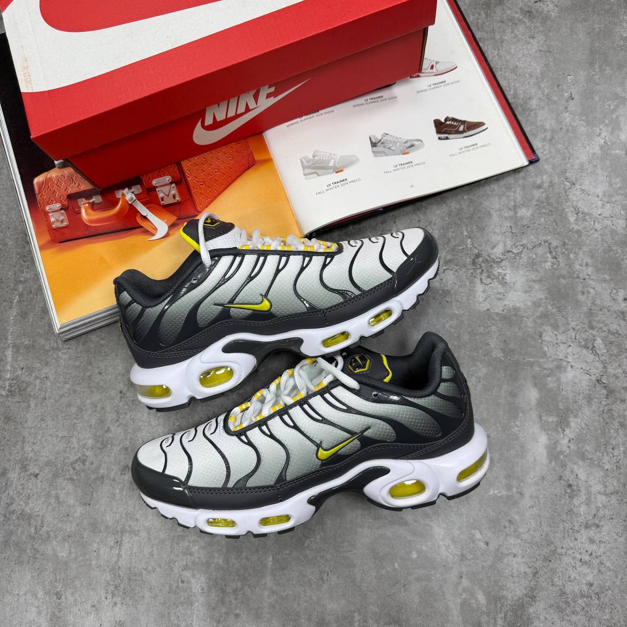 Nike TN Air Max Plus Grey/Yellow Mens Trainers Best Sale UK Reps AAA Quality