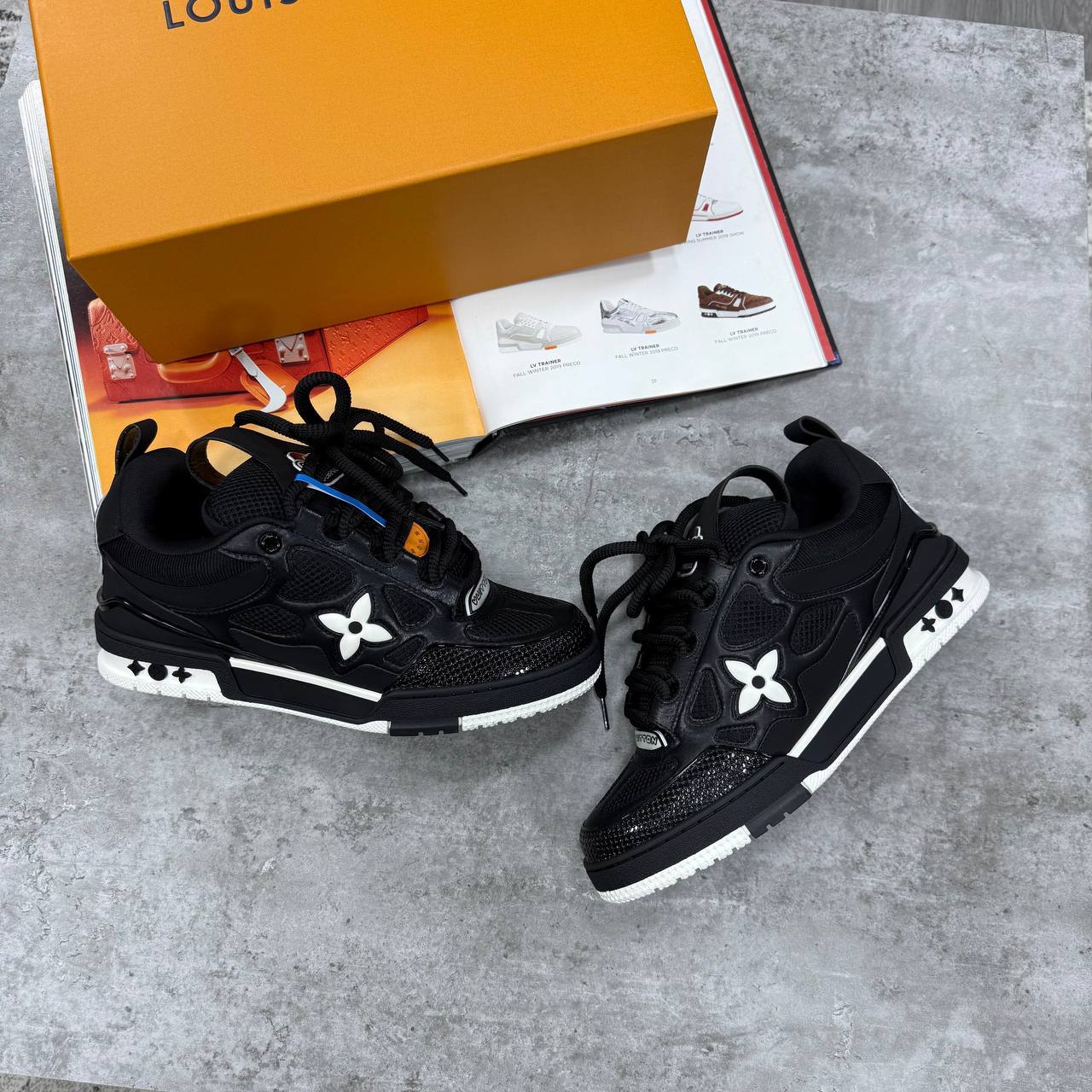 Louis Vuitton LV Skate Sneakers Black White Mens Best Sale UK Reps AAA Quality