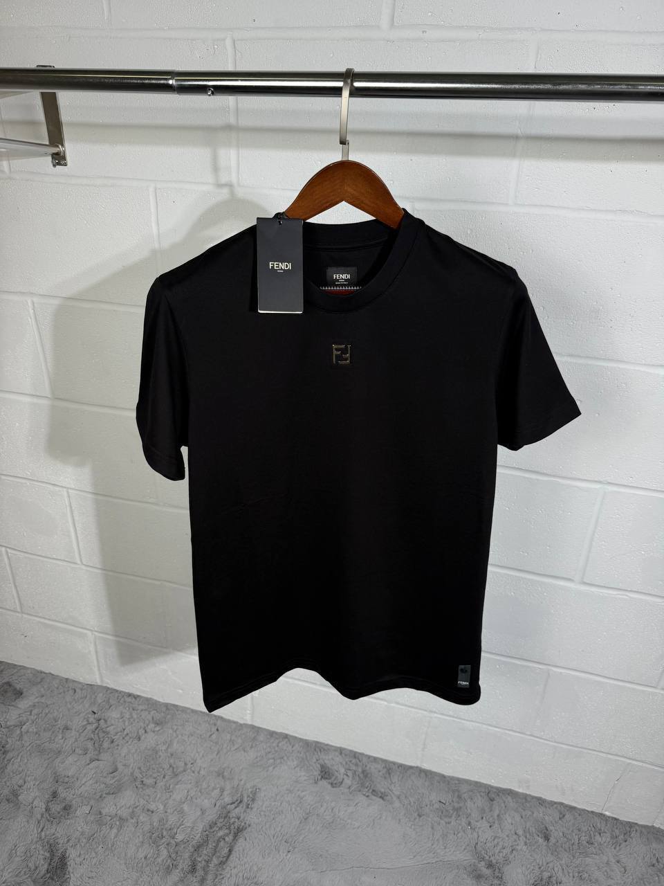 Fendi Short Sleeve T-Shirts Mens Logo Embroidered Best Sale UK Reps AAA Quality