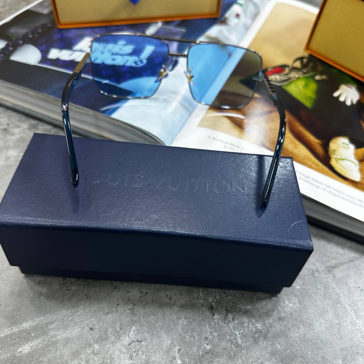 Louis Vuitton Aviator Trendy Authentic Web Sunglasses Unisex Blue Lens Best Sale UK Reps AAA Quality