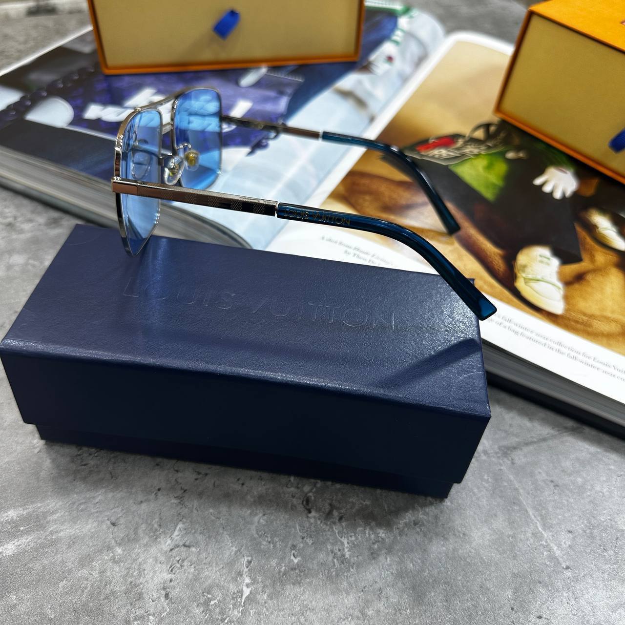 Louis Vuitton Aviator Trendy Authentic Web Sunglasses Unisex Blue Lens Best Sale UK Reps AAA Quality
