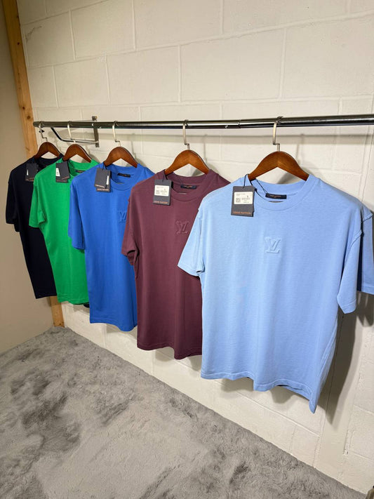 Louis Vuitton LV Embossed T-Shirt Mens Summer Short Sleeve Shirts UK Reps AAA Quality