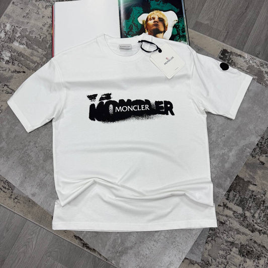 Moncler Spray-Print Cotton Short Sleeve T-Shirts Mens in 2 Colors UK Reps AAA Quality