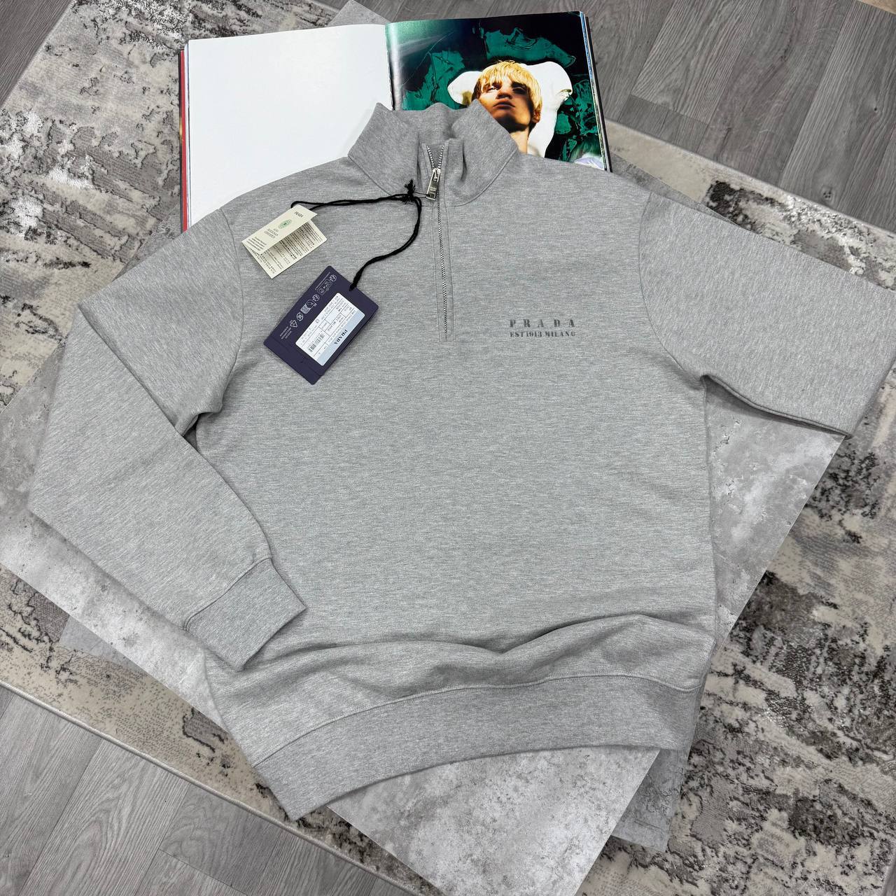 Prada Half Zip Long Sleeve Cotton Mens Jumpers in Multiple Colors Best Sale UK Reps AAA Quality