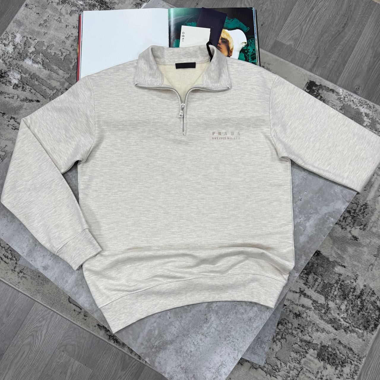 Prada Half Zip Long Sleeve Cotton Mens Jumpers in Multiple Colors Best Sale UK Reps AAA Quality