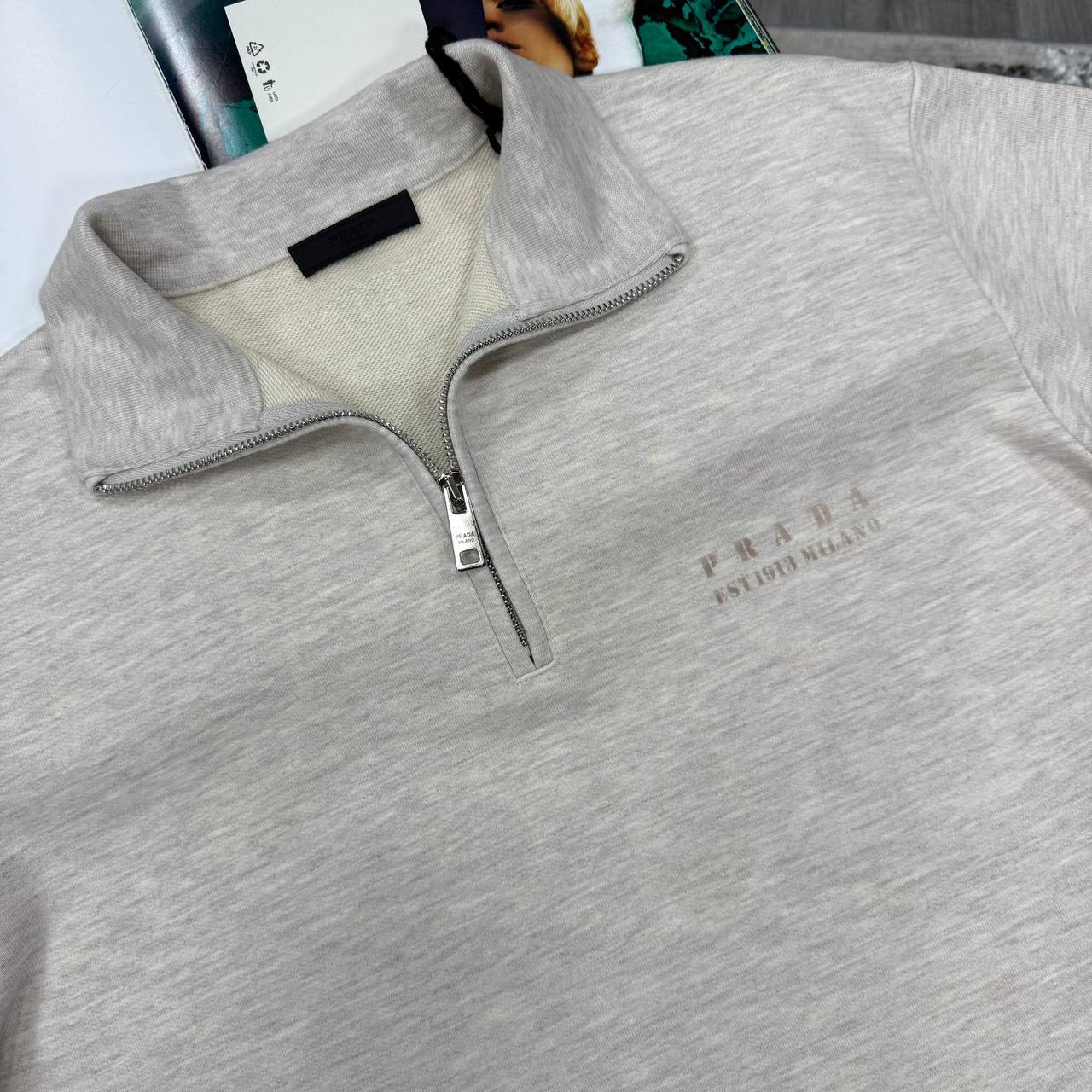 Prada Half Zip Long Sleeve Cotton Mens Jumpers in Multiple Colors Best Sale UK Reps AAA Quality