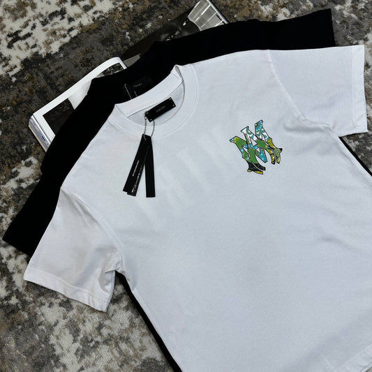 Amiri Black Paisley Logo T-shirts in Cotton For Mens UK Reps AAA Quality
