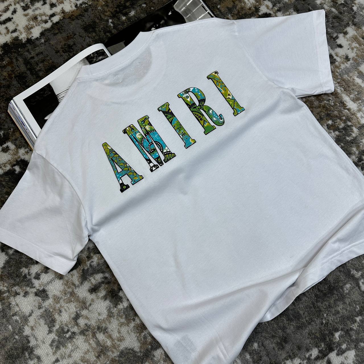 Amiri Black Paisley Logo T-shirts in Cotton For Mens UK Reps AAA Quality