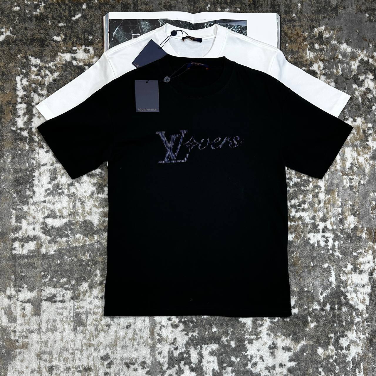 Louis Vuitton LV Embellished Embroidered Short-Sleeved T-Shirts Mens in 2 Colors UK Reps AAA Quality