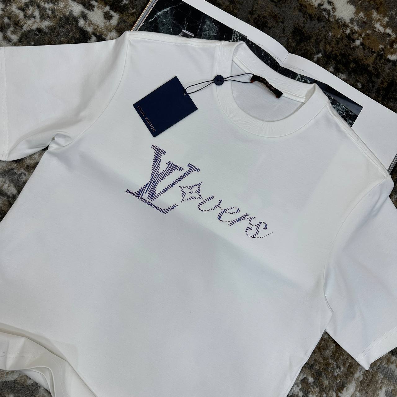 Louis Vuitton LV Embellished Embroidered Short-Sleeved T-Shirts Mens in 2 Colors UK Reps AAA Quality