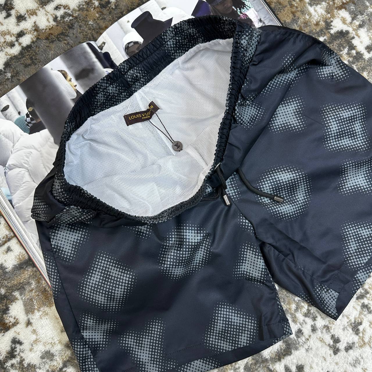 Louis Vuitton Logo Embroidered Fashion Swim Shorts Mens Black Color Best Sale UK Reps AAA Quality