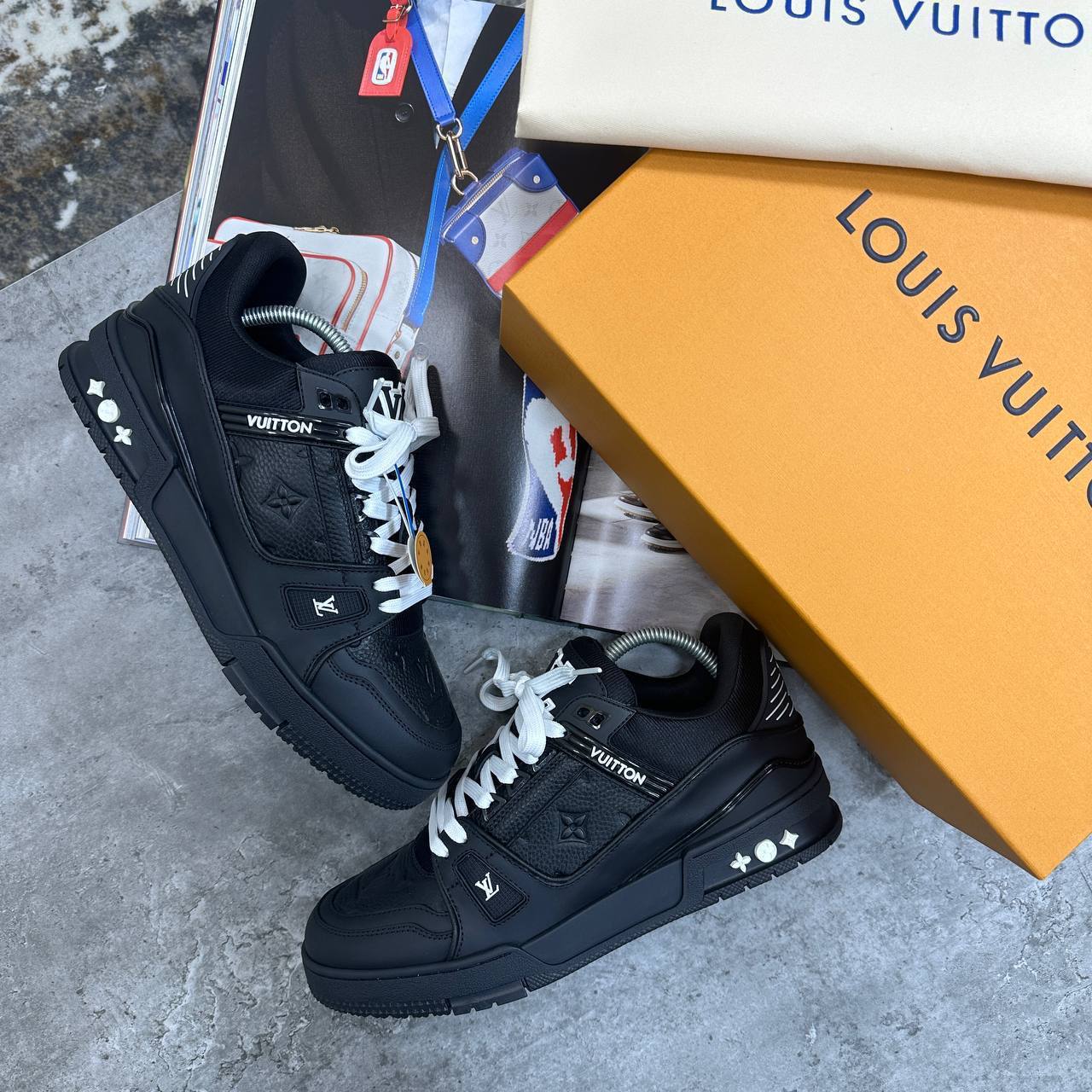 Louis Vuitton LV Trainers Triple Black Fashion Wear Mens UK Reps AAA Quality