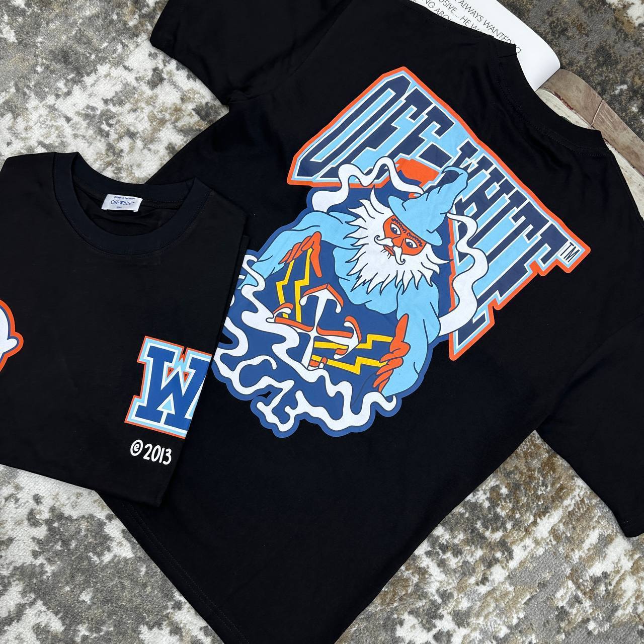Off-White Black Wizard Skate T-Shirts Mens Short Sleeves UK Reps AAA Quality