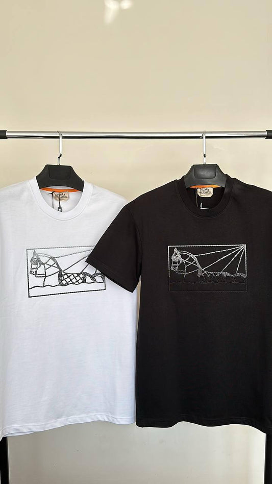 Hermes Horse Print Short Sleeve T-shirt Mens in 2 Colors Best Sale UK Reps AAA Quality