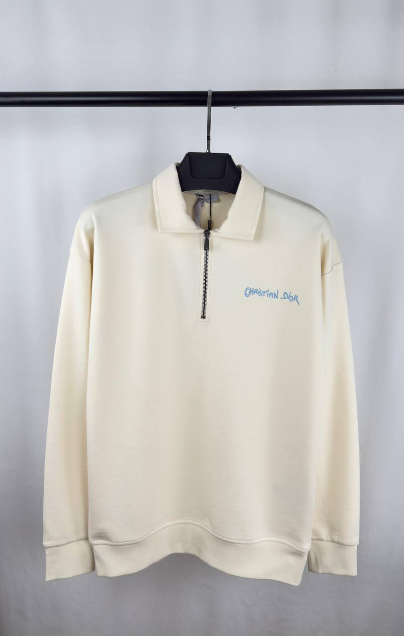 Christian Dior CD Cotton Embroidered Half Zip Jumpers in Multiple Colors Mens Best Sale UK Reps AAA Quality