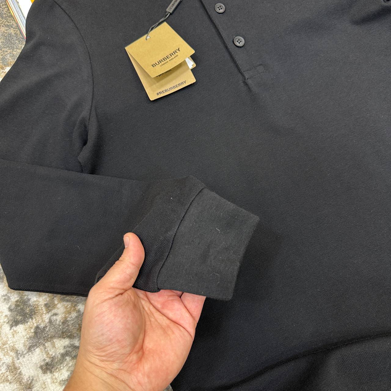 Burberry Checked-Collar Cotton Polo Shirts Full Sleeves Mens in 2 Colors Best Sale UK Reps AAA Quality