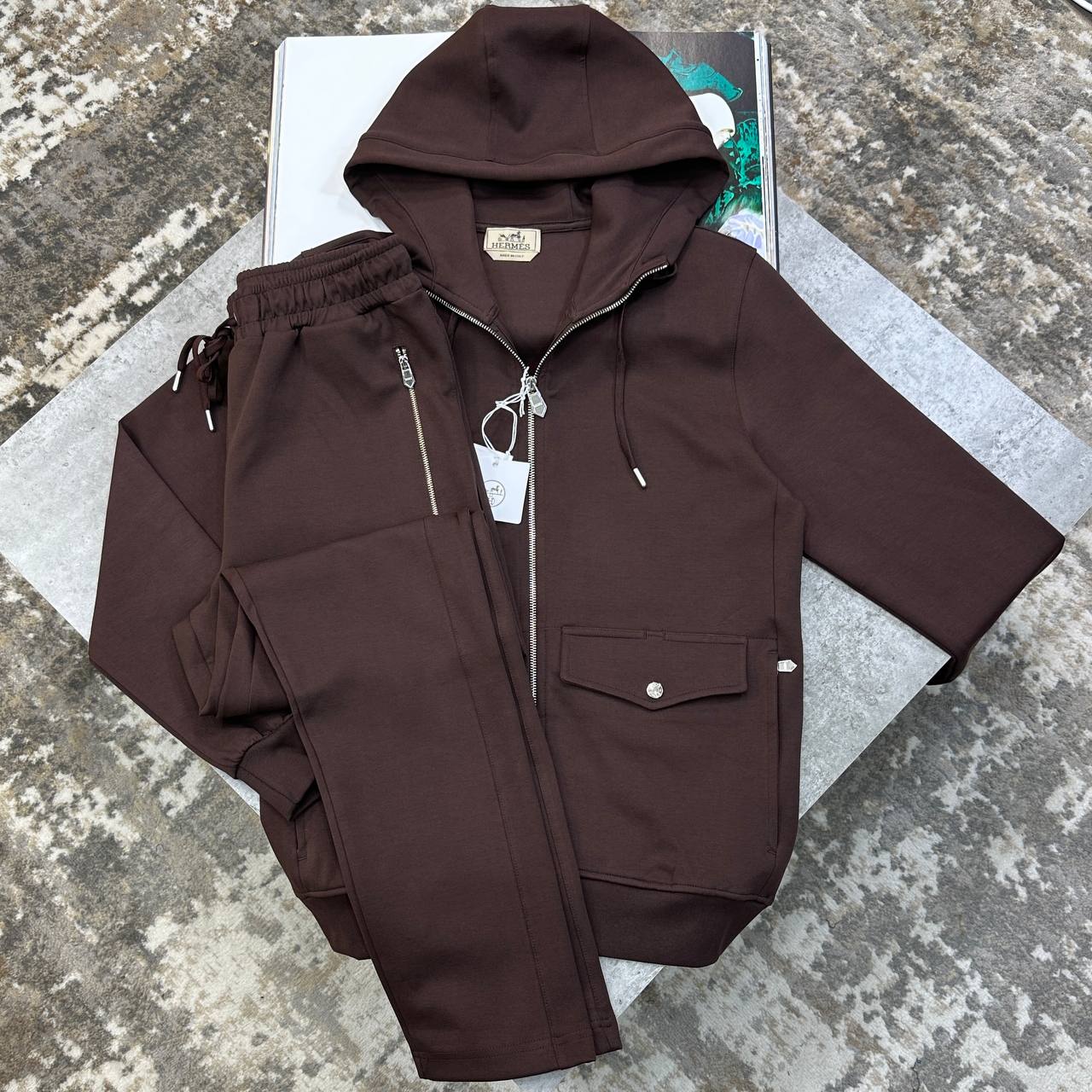 Hermes Fleece Zip-Up Tracksuit in Multiple Colors UK Reps AAA Quality
