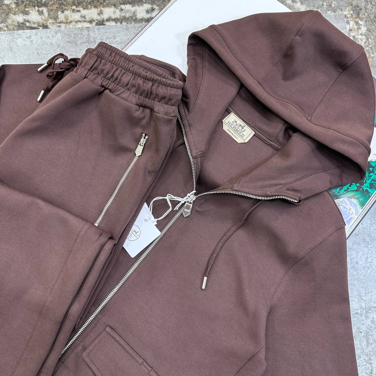Hermes Fleece Zip-Up Tracksuit in Multiple Colors UK Reps AAA Quality