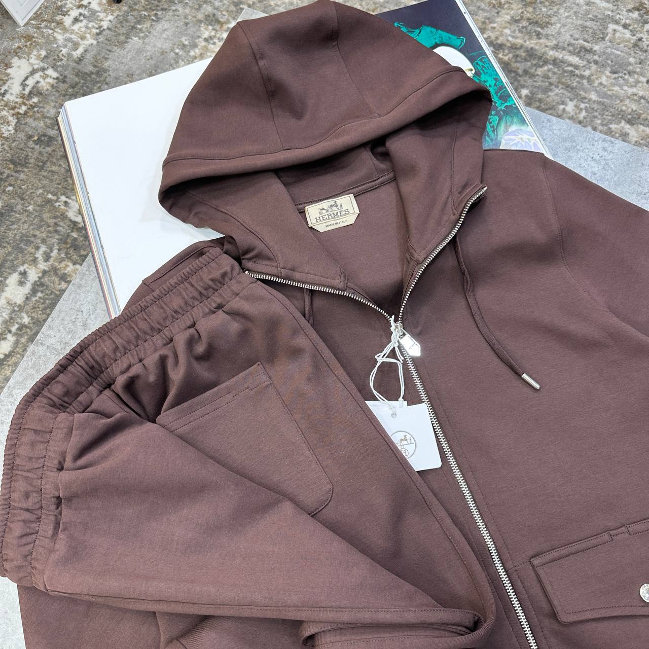 Hermes Fleece Zip-Up Tracksuit in Multiple Colors UK Reps AAA Quality