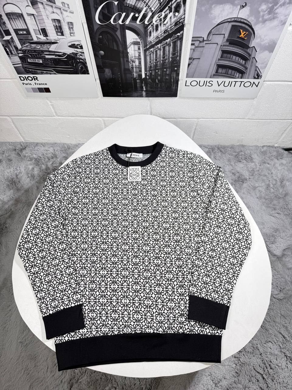 Loewe Allover Print Round Neck Mens Knitted Jumpers in 2 Colors Best Sale UK Reps AAA Quality