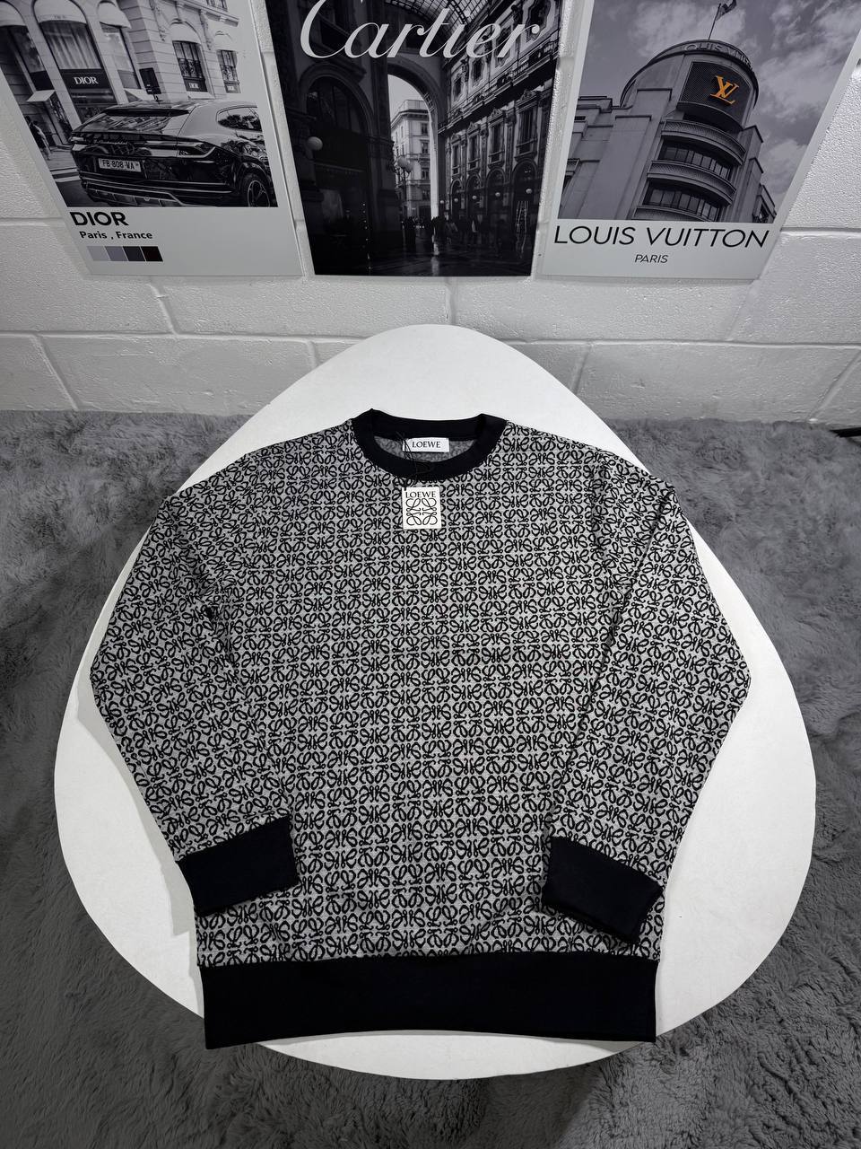 Loewe Allover Print Round Neck Mens Knitted Jumpers in 2 Colors Best Sale UK Reps AAA Quality