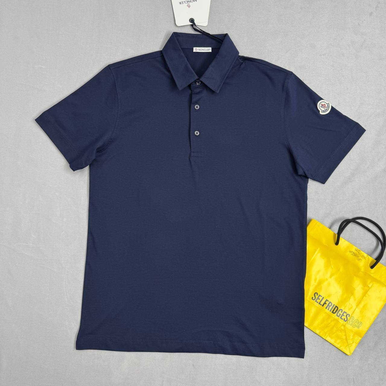 Moncler Cotton Short-Sleeved Polo Shirt Logo-Patch Mens UK Reps AAA Quality