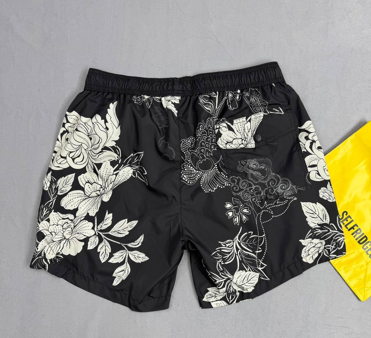 Moncler Floral-Print Swim Shorts Black Mens UK Reps AAA Quality