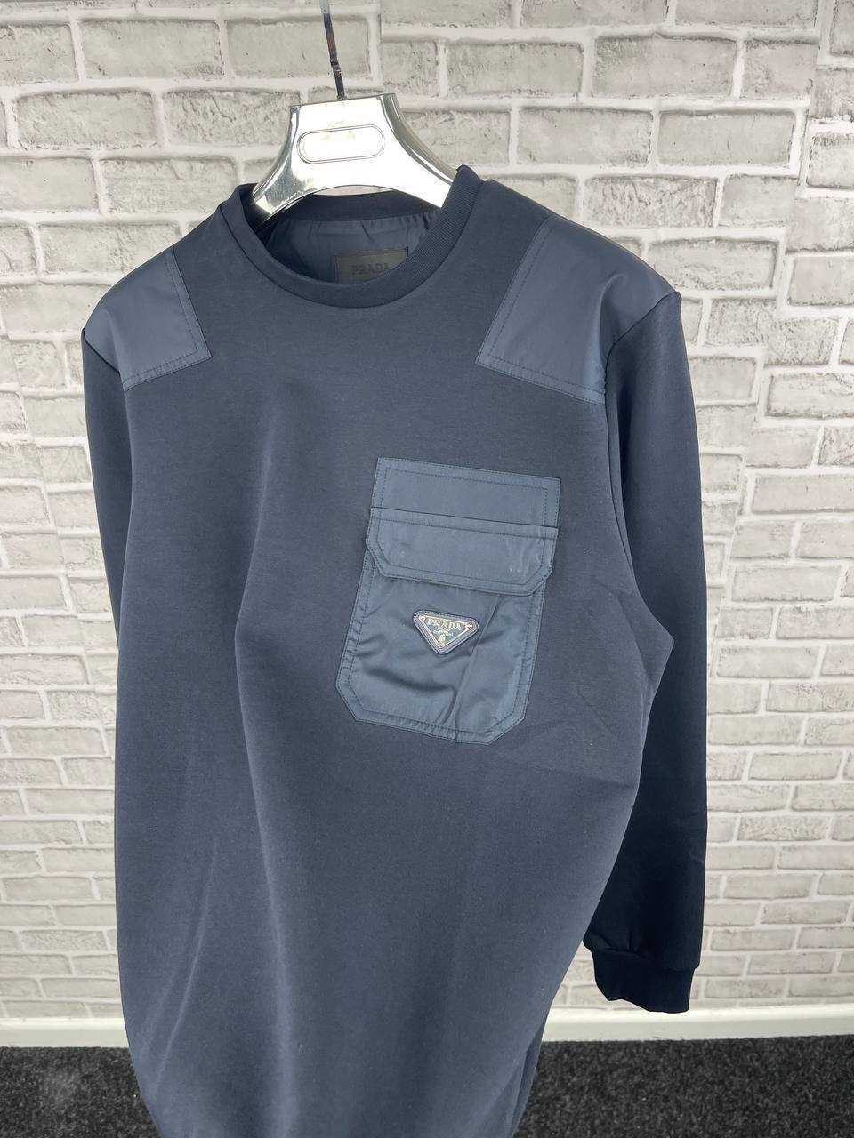 Prada Triangle-Logo Panelled Long Sleeved Mens Jumpers Best Sale UK Reps AAA Quality