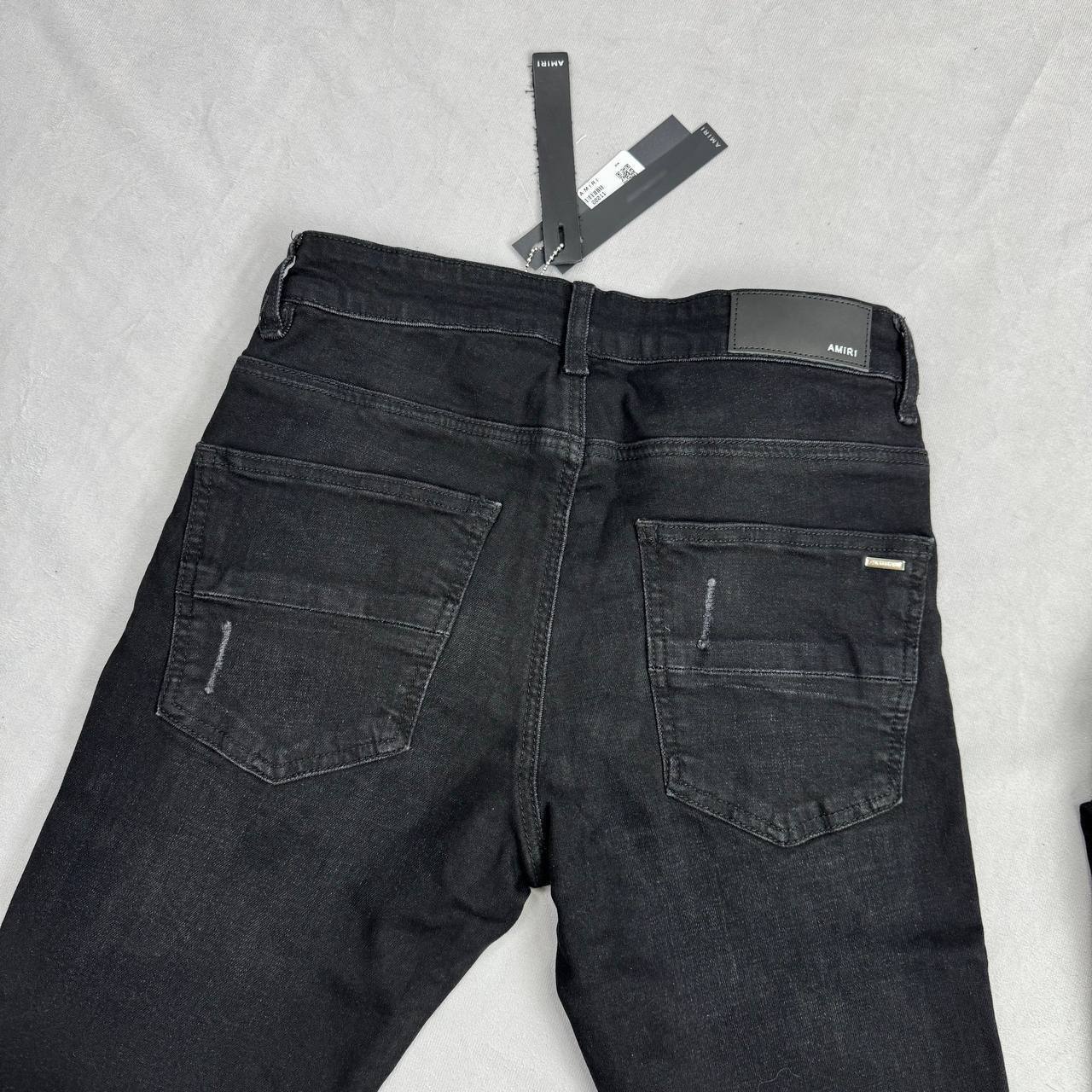 Amiri Leather Camo MX1 Aloha Patch Black Aged Jeans in Multiple Waist Sizes Mens Best Sale UK Reps AAA Quality