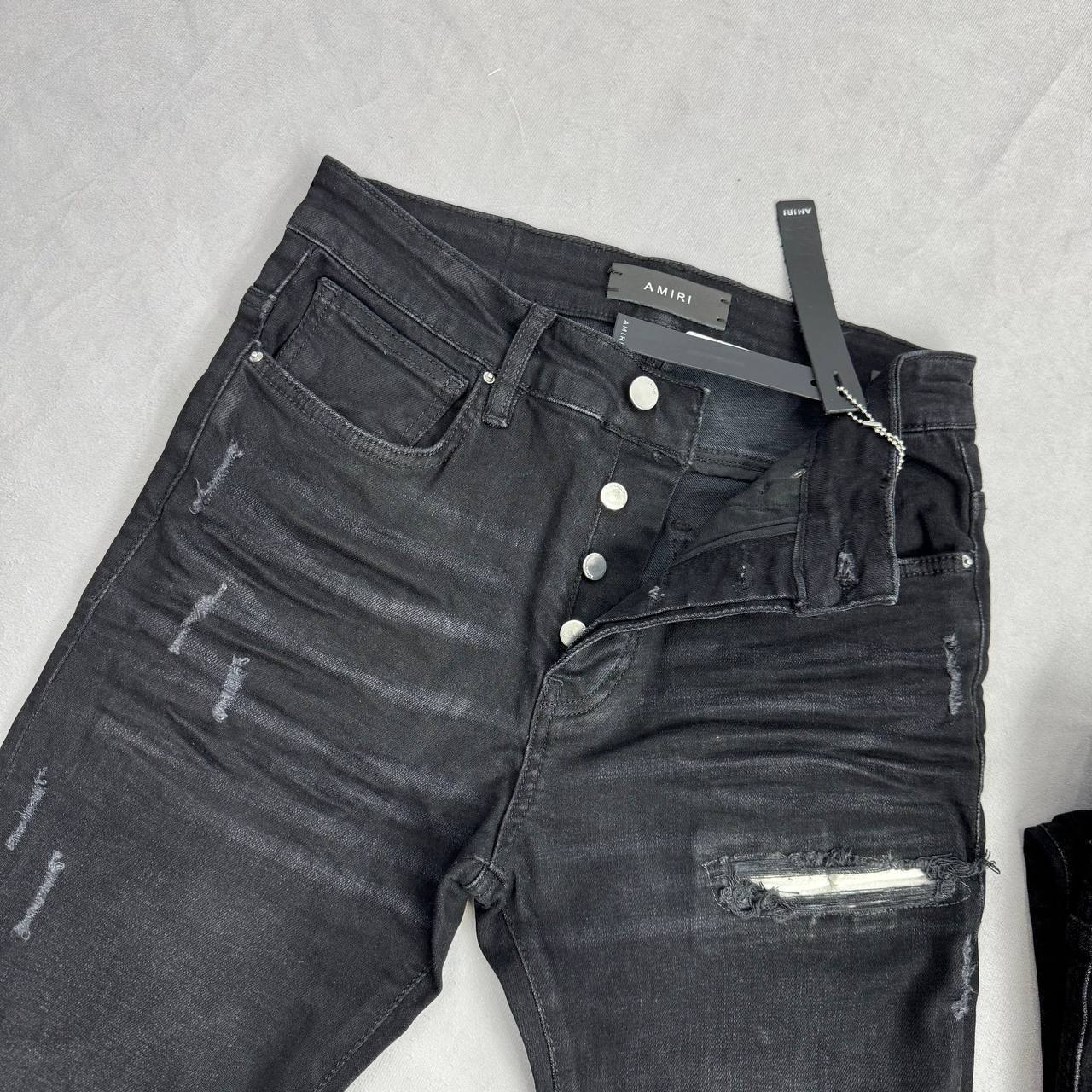 Amiri Leather Camo MX1 Aloha Patch Black Aged Jeans in Multiple Waist Sizes Mens Best Sale UK Reps AAA Quality