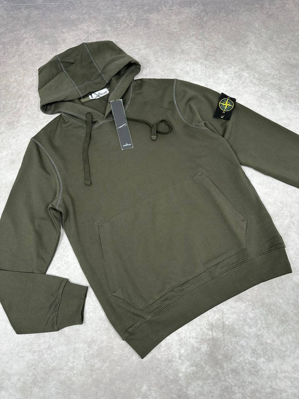 Stone Island Logo Fleece Hood Cotton Mens Hoodie in Multiple Colors Best Sale UK Reps AAA Quality
