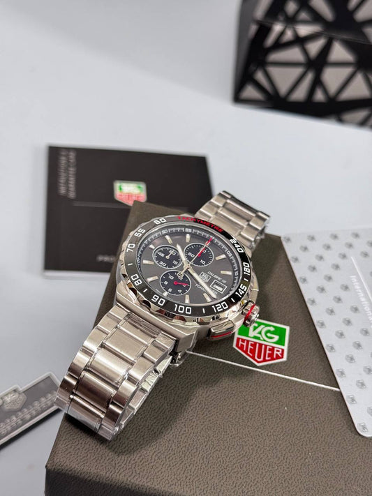 Tag Heuer Formula 1 Chronograph Black/Red Dial Silver Stainless Steel Mens Watches Best Sale UK Reps AAA Quality