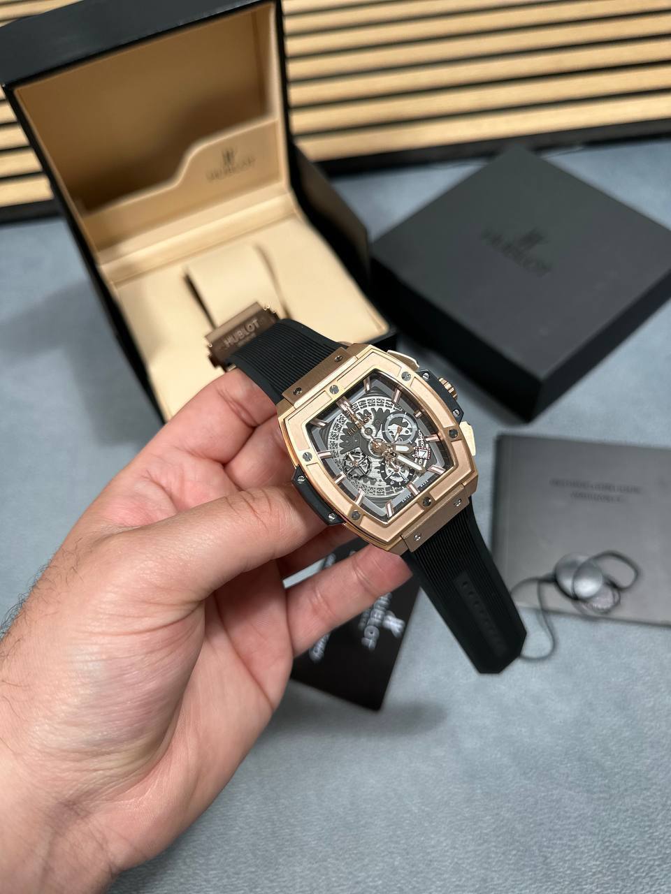 Hublot Spirit of Big Bang with Rubber Strap Rose Gold Dial Mens Watch Best Sale UK Reps AAA Quality