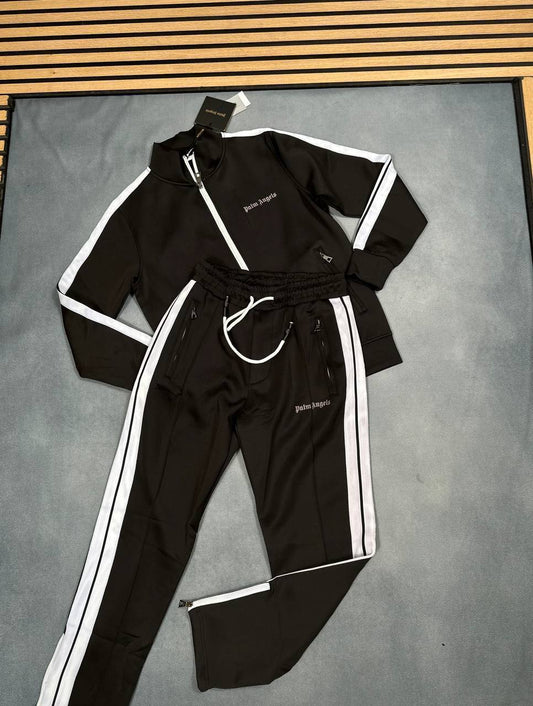 Palm Angels Tracksuit Mens in Black Logo Patched Best Sale UK Reps AAA Quality