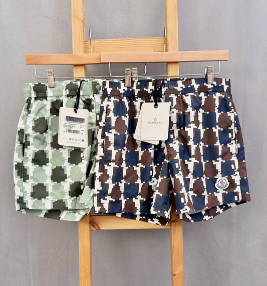 Moncler Logo Print Pixel Logo Swim Shorts Mens in 2 Colors Best Sale UK Reps AAA Quality