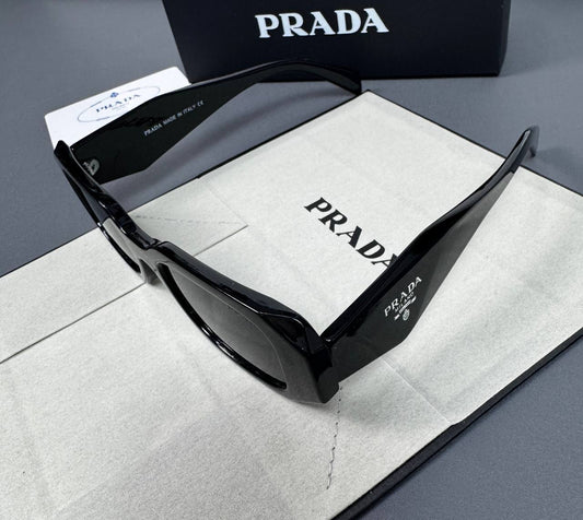 Prada Symbole Sunglasses New Black Logo Eyewear Square Frame Black UK Reps AAA Quality